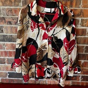 Alfred Dunner women's sheer long-sleeve button-up blouse Size:14